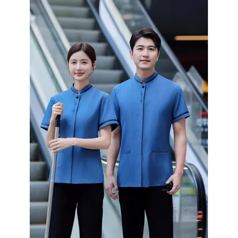 

Hotel Property Cleaner Work Clothes Autumn and Winter Short Sleeve Female Business Community Cleaning Aunt Work Wear Suit Male