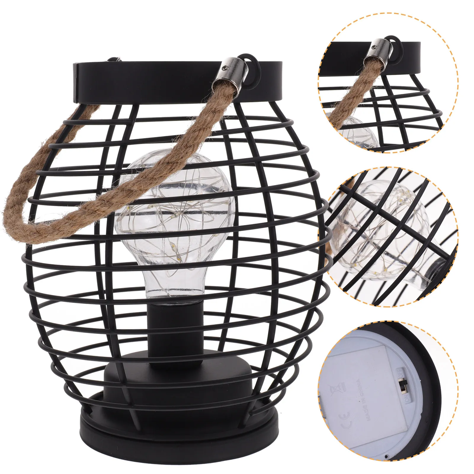 

Retro Handheld Lamp Metal Cage Lantern For Bedroom Light Industrial Basket Lamp Outdoor Lighting Decor
