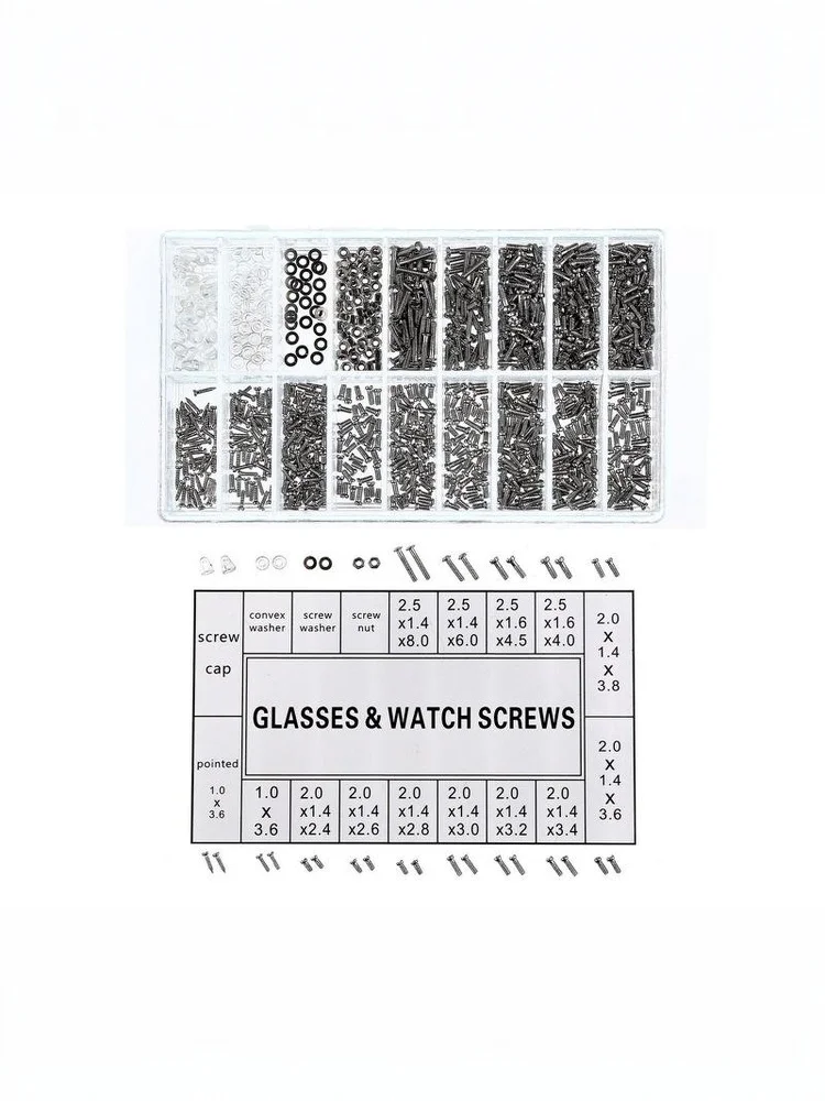 Precision Nose Pads Spacer Caps & Frameless Screws 18-in-1 Glasses Repair Screw Kit For Eyeglass Adjustments & Maint