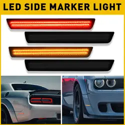 For Dodge Challenger 2015 2016 2017 2018 2019 2020 2021 2022 Smoked Lens Front Rear Bumper LED Side Marker Lamp Light Kits 4Pcs