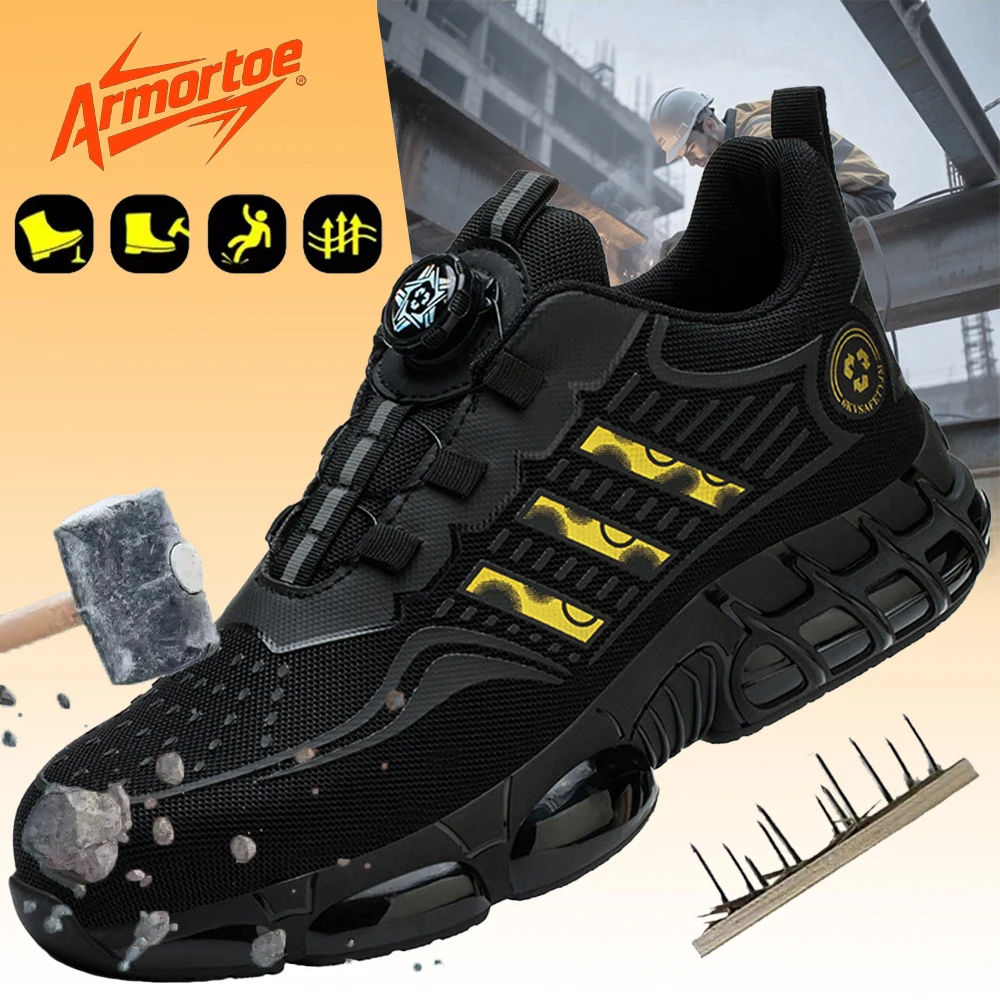 

ArmorToe Men's Rotating Buckle Safety Shoes Impact Puncture Proof AllSeason Insulated Plastic Toe Cap Industrial Work #Armor3076