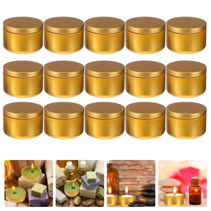 A93E-24 Pcs Candle Jar Decorative Labels Empty Storage Tins Candle Tin Can Candlestick Holders Round Tin Containers, B Easy To U