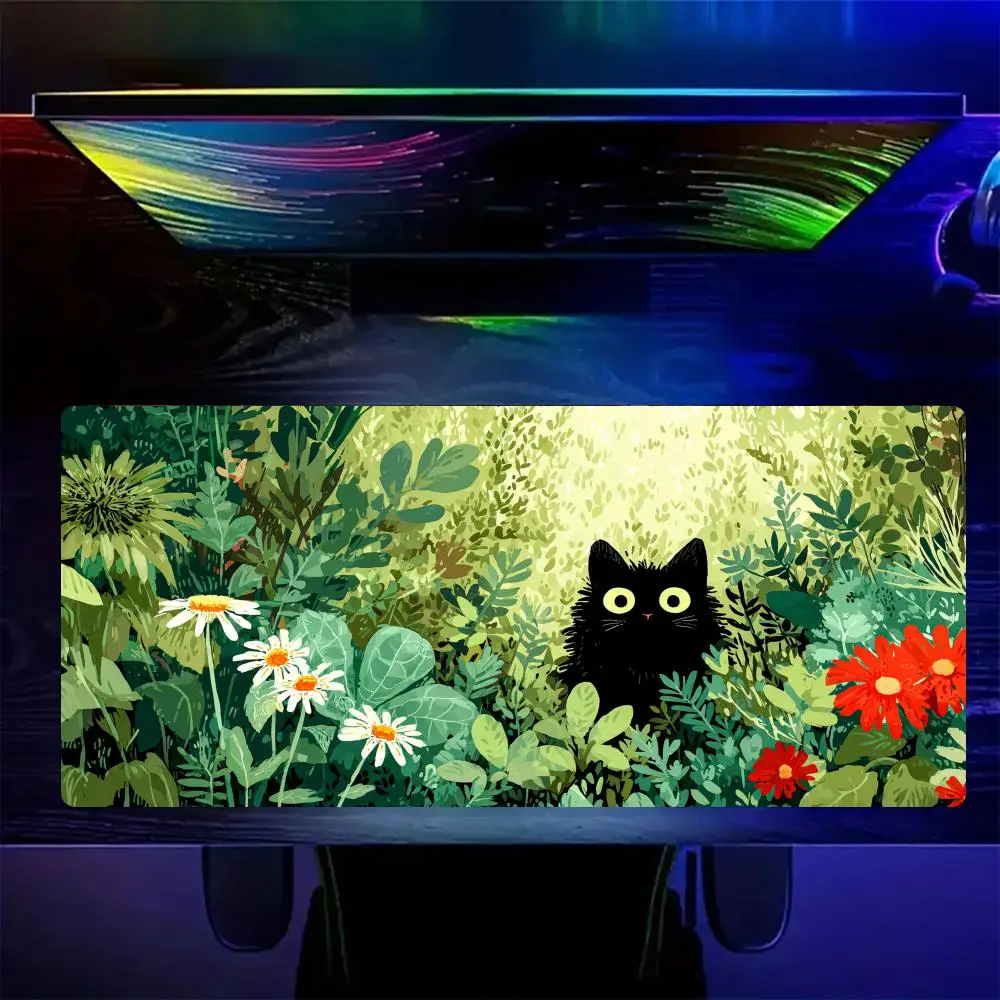 Garden and Black Cat anime Mouse Pad Large Computer Office Game Table Mats Rubber Anti-slip XXL mouse mat HDP Long Desk Pads