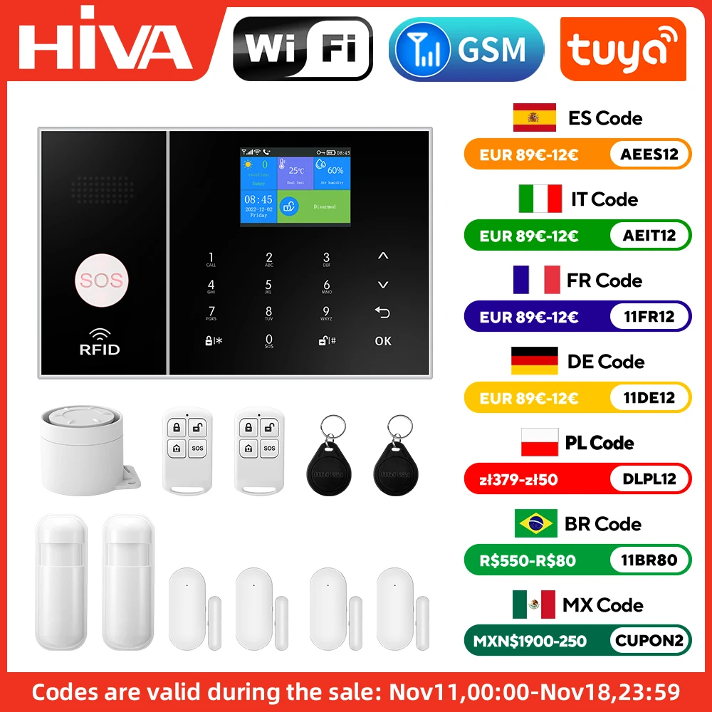 Wireless Home Alarm System Phone 4G Wifi Residential alarm Tuya Smart Home Child Safety protection Anti-theft Camera automation