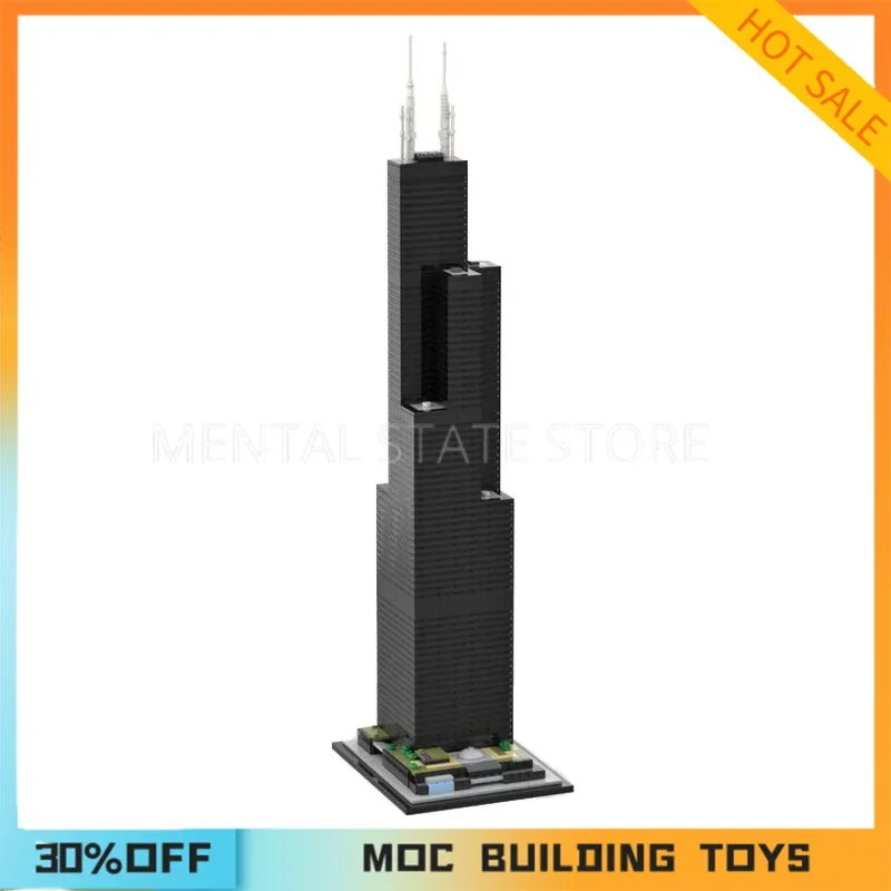 

2847PCS Customized MOC Willis Tower 1:800 Scale Building Blocks Technology Bricks Creative Assembly Education Toy Holiday Gifts