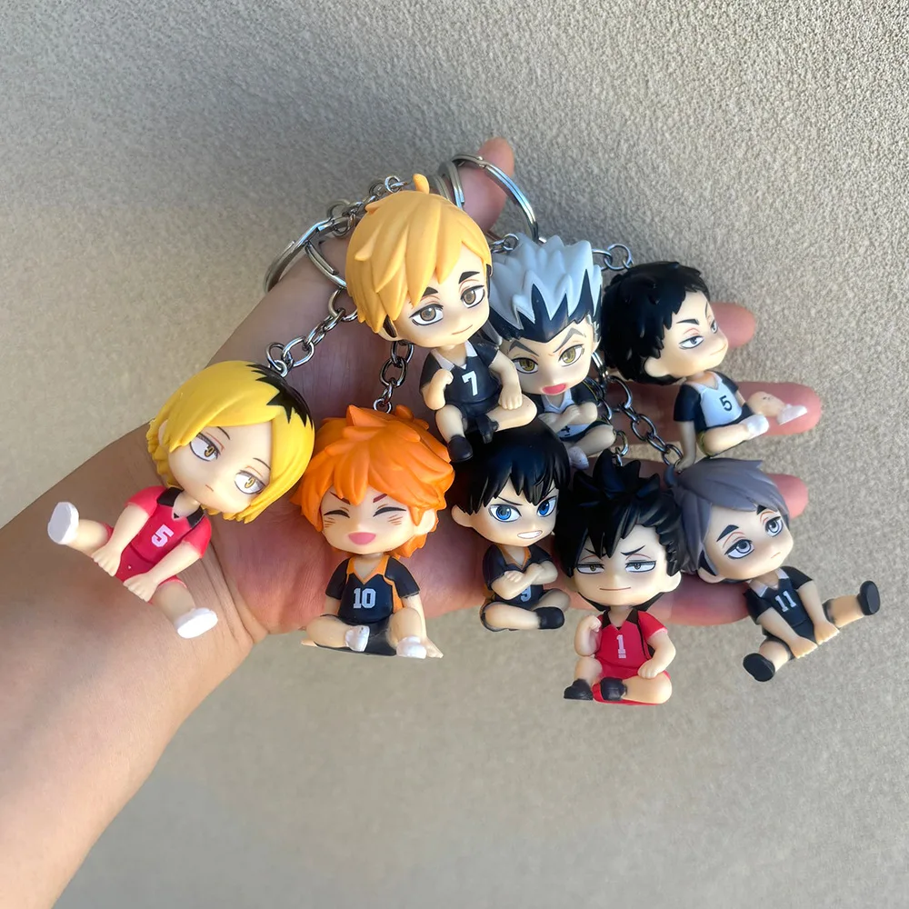 5cm Haikyuu!!! Brelok do kluczy z figurką anime Mini śpiący Hinata Shoyo Tobio Kageyama Lalka Śliczny siatkówka Junior Brelok do kluczy Ozdoba