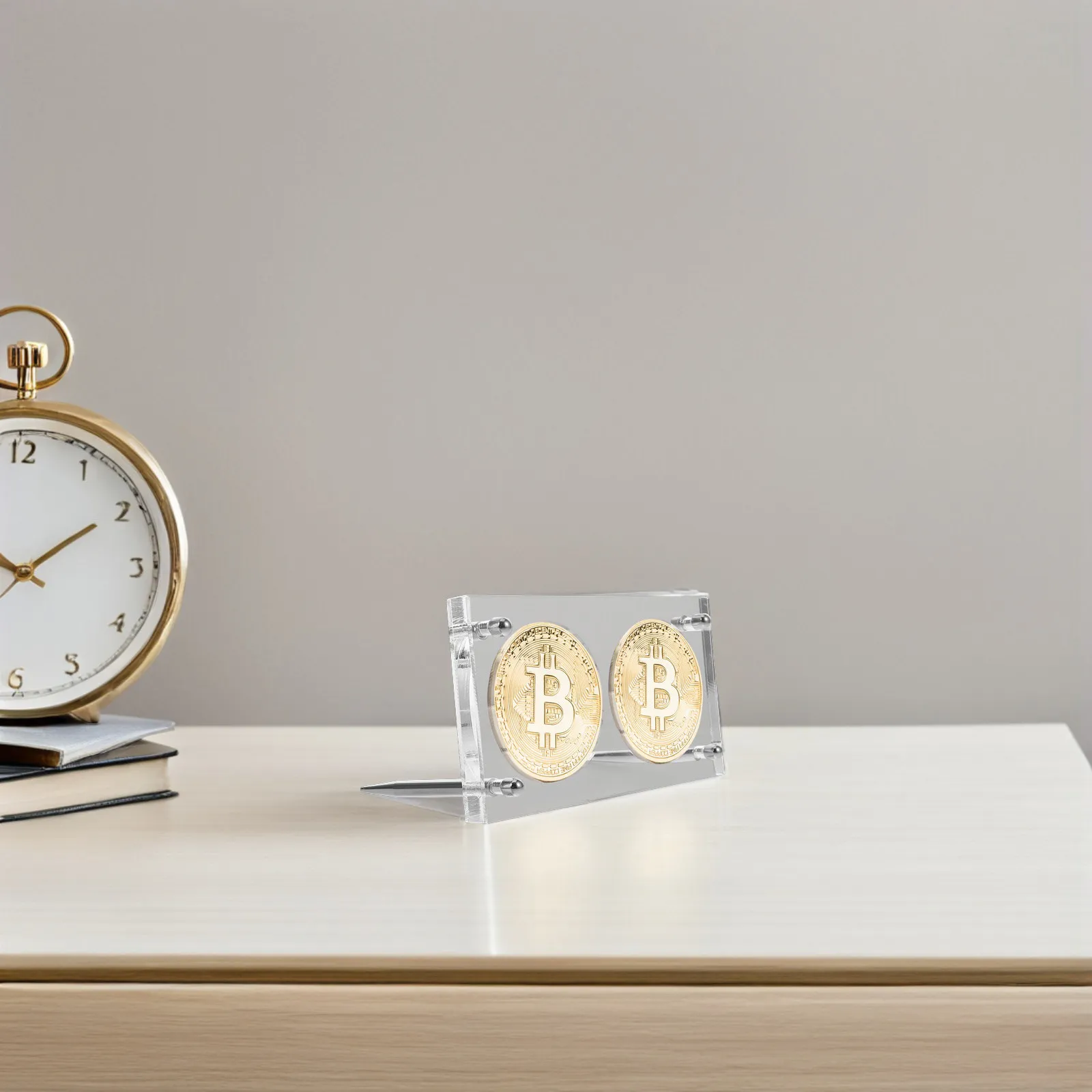 

Coin Display Stand Box Dual Slot Round Plastic Holder 60Mm Inner Diameter Clear Storage Case for Coin Collection Display and