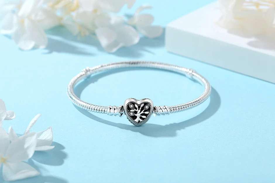 925 Sterling Silver Bracelets Bangles Original Love Heart Clasp Charms Beads Snake Chain Luxury DIY Jewelry For Women Gift