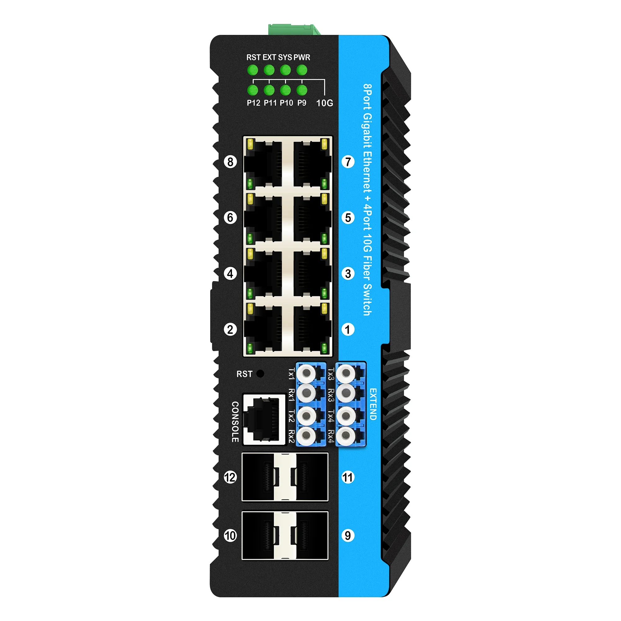 

8 Port PoE 10G Fiber Industrial Gigabit Ethernet L3 Managed Intelligent Bypass Optical Switch