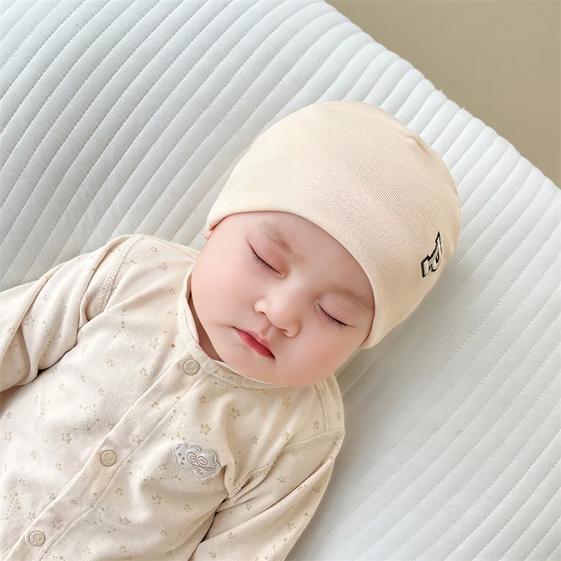 Autumn Spring Newborn Beanie Letter P Pattern Infant Hats Soft Cotton Elastic Girls Boys Winter Baby Caps 0-12Month