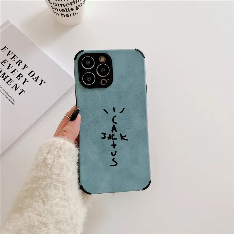 Luxury suede Travis scot leather Silicone Phone Case for iPhone 16 15 14 13  12 11 14 Pro Max 7 8 Plus SE XS XR Soft Cover - AliExpress