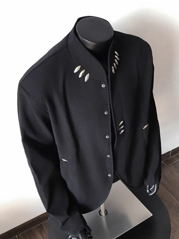 

ort Men's Suit Jaet Metal Decorations New Chinese Sle Faion Brand k Series High-End Feeling Tailored down Coat