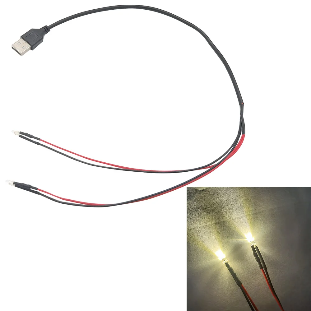 DC5V USB Port with 5mm Pre-wired Round LED Model Light LED Light-Emitting Diode Red Green Blue For DIY Night Light Manual Light