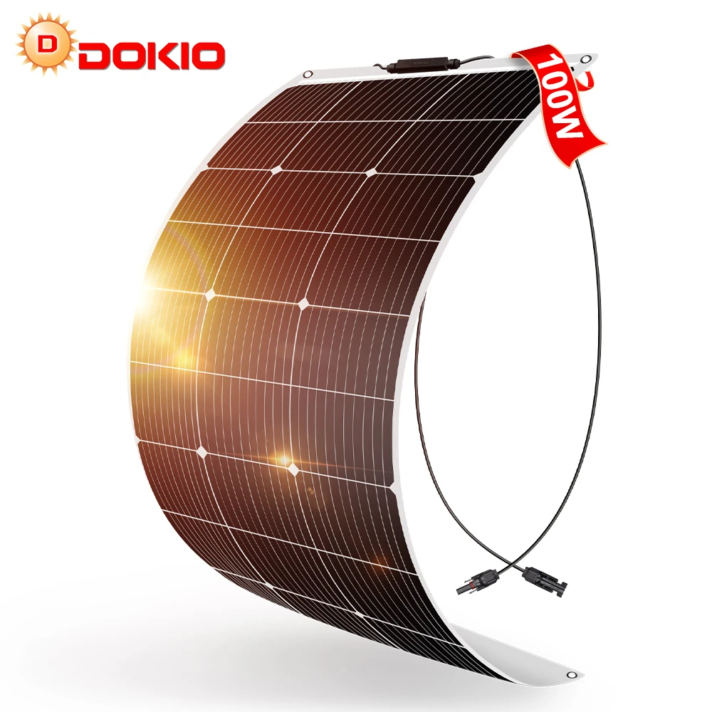 Dokio 18V Monokristalline 100W Flexible Solar Panel Für Auto/Boot/Home Solar Ladung 12V Wasserdicht solar Panel China