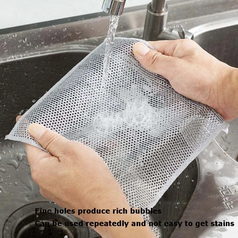 10/20 قطعة سلك متعدد الوظائف غسل الصحون الخرق غير خدش قماش الأطباق سهلة الشطف سلك قابل لإعادة الاستخدام المطبخ تنظيف الملابس مناشف الأطباق