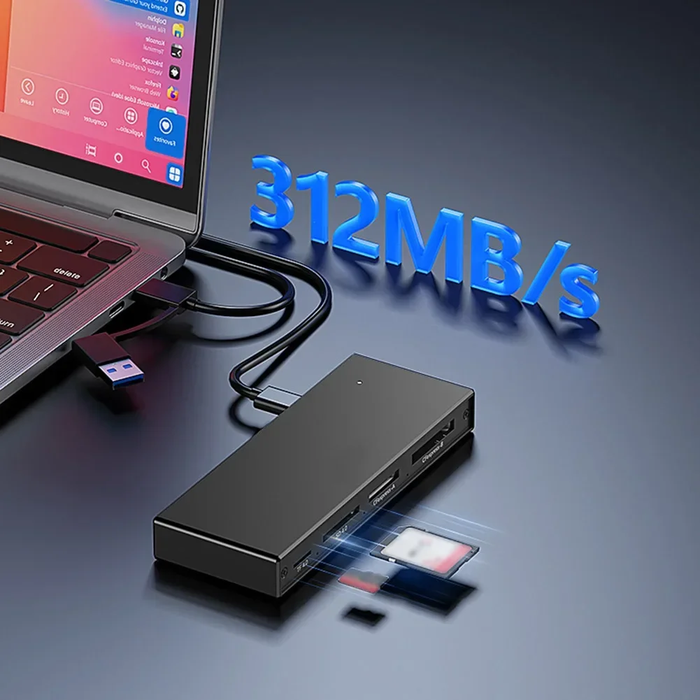 5in1 USB 3.2 Camera Memory Card Reader Fast 10Gbps Transfer Card Reader Supports Multiple Formats Reader Slot Transferring Files