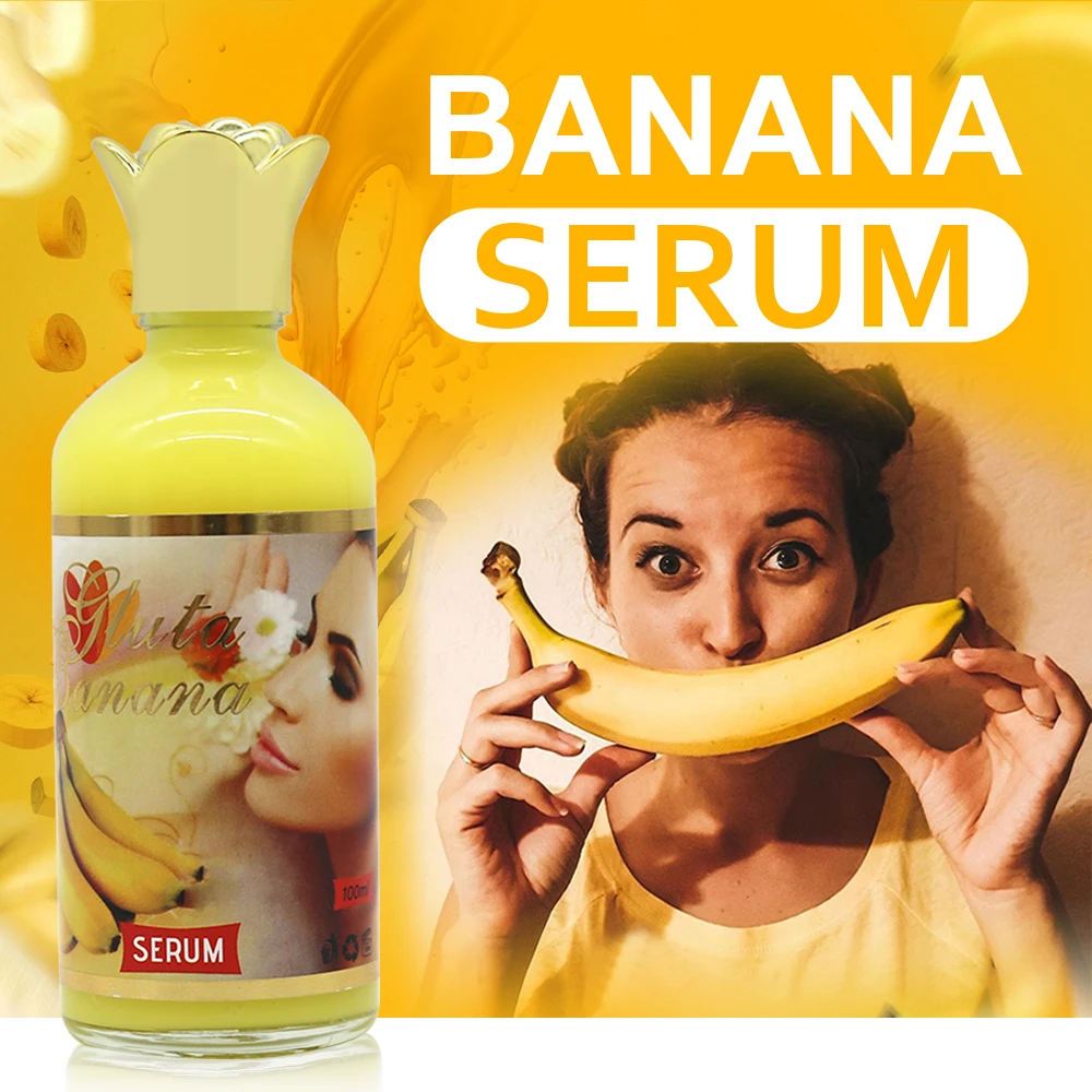 120ml Natural Banana Serum Moisturising éclaircir Speedy Diminish with AHA Glutathione Vitamin C Facial Essence for Dark Skin