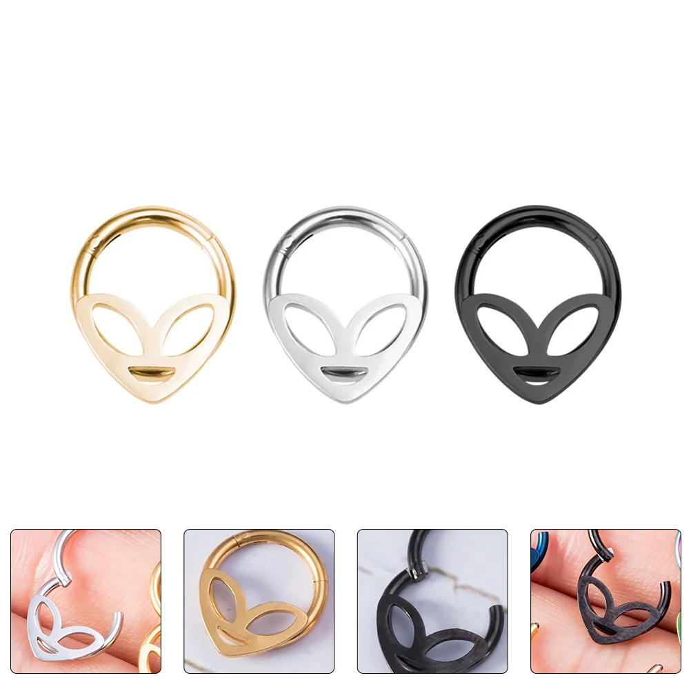 

3pcs Stainless Steel Nose Rings Multi-purpose Creative Body Piercing Jewelry for Gift Style