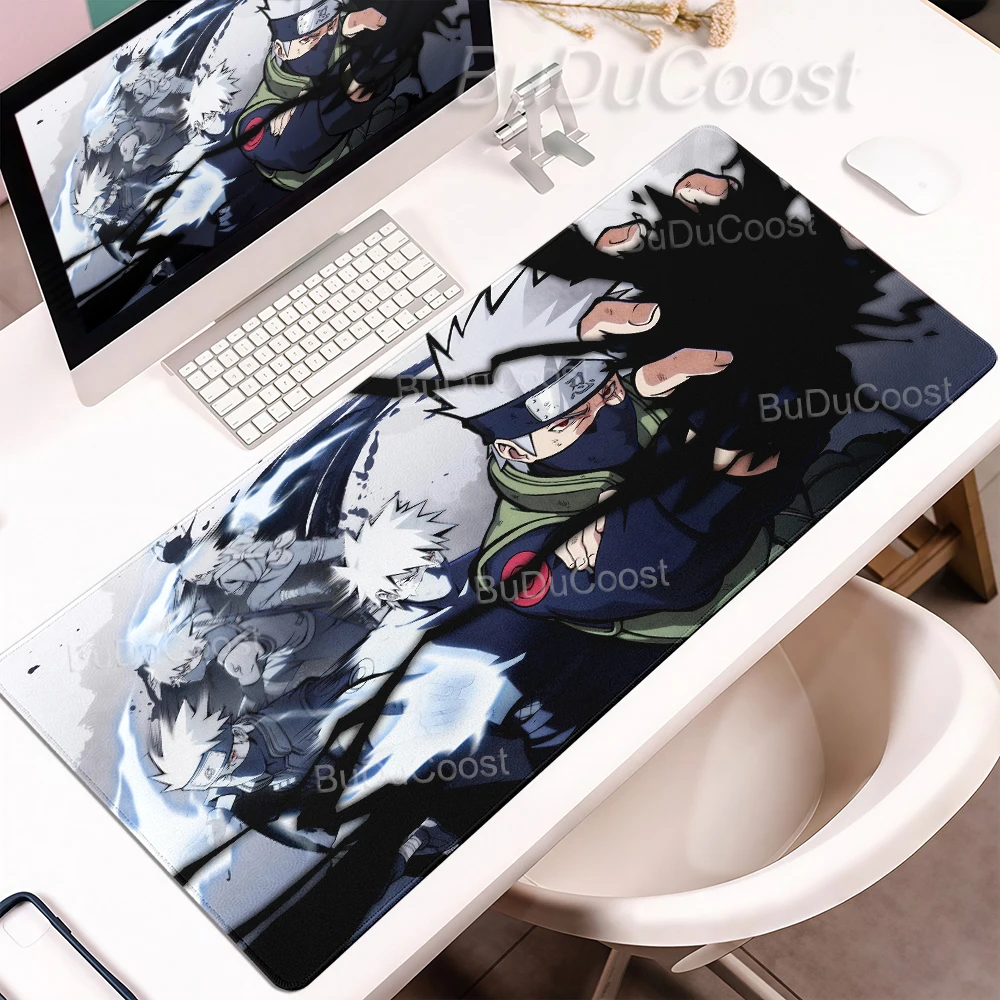 PC Mouse Pad Gaming Mousepad Black White Nnaruto MousePad Cool Keyboard Pad Non-Slip Soft Computer Anime Sasuke Uchiha Desk Mat