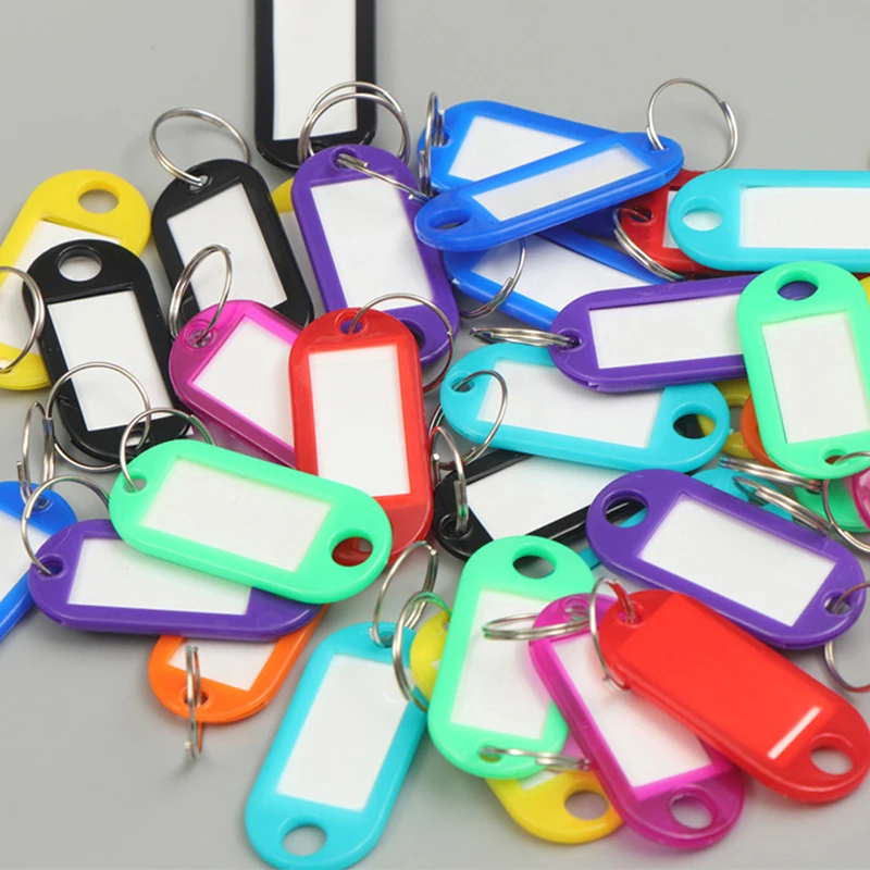 S 30PCS New Tough Plastic Key Tags with Split Ring Label Window for DIY Key Chain Kit Numbered Name Baggage Luggage Tags