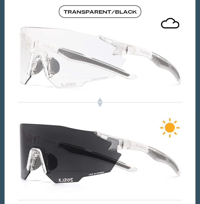KAROS Photochrome Fahrradbrille MTB Rennrad Brillen Männer Frauen Outdoor-Sport Sonnenbrille Verstellbare Linse für Fahrrad K01 – Detail 15