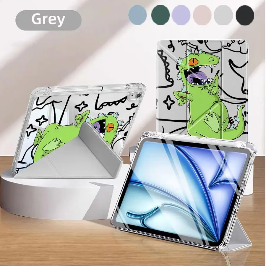 

Cute Line Dinosaur Tablet Case For iPad 11th 10th 9th 8th 7th 12.9inch Mini 6 7 Air 4 5 M3 M2 M4 11inch Pro 2025 Holder Cover