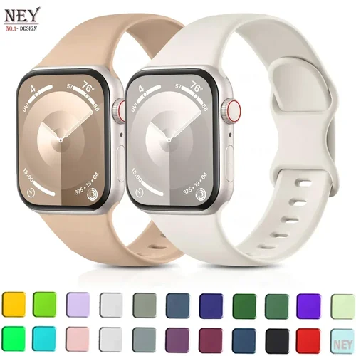 Imagen 2 del producto Correa de silicona para Apple Watch, 44mm, 45mm, 40mm, 41-42-46mm, 45mm, pulsera deportiva, serie iwatch 10, 8, 7, 6, 5, 4 SE 9, Ultra 2, 49mm