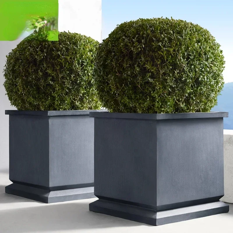 Large Modern Outdoor and Indoor Gardening Flowerpot Garden Popular Fiberglass Pot Cement Flowerpot