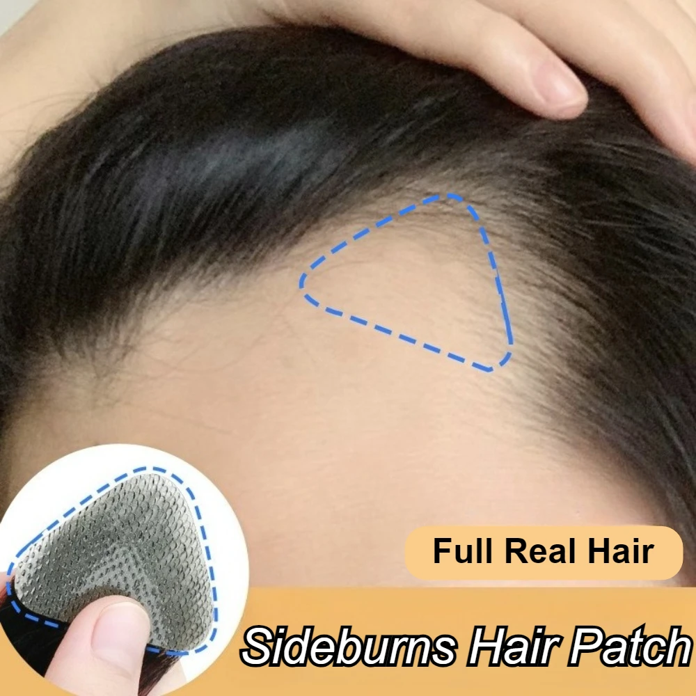 

Human Hair Mini Ultra-Thin Base 2x2 3x3 Hairline Patch Invisible Sideburns Hair Toppers for Women Man Forehead Temples Hair Loss