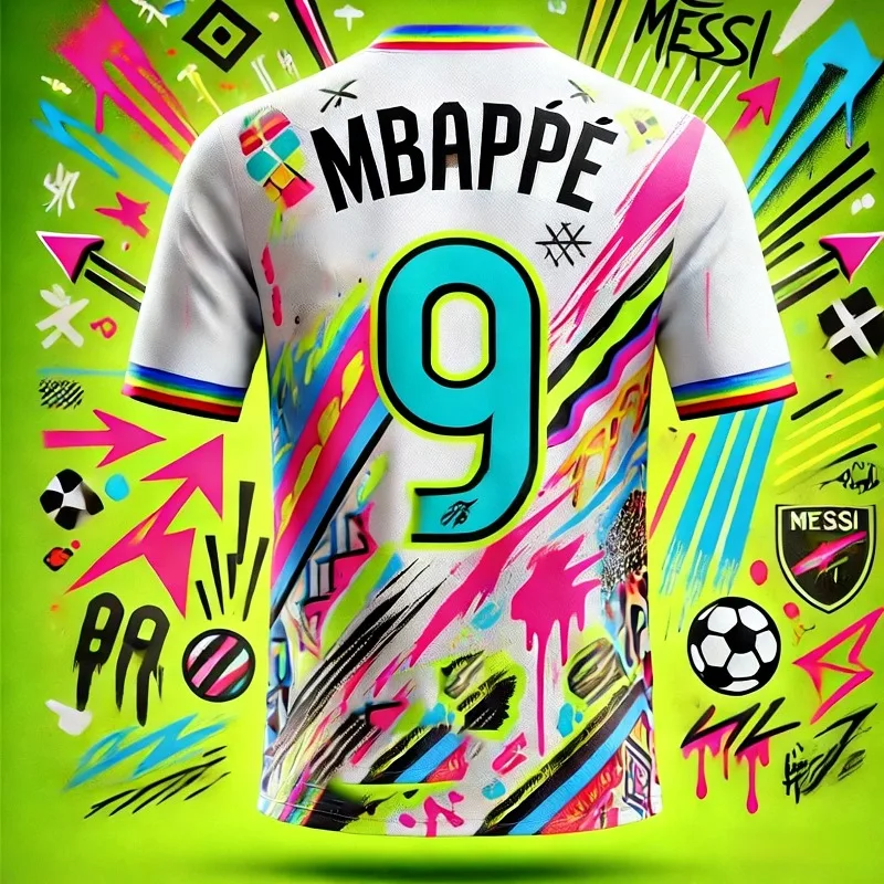 

AI Street Graffiti Soccer Jersey Mbappé #9 Special Edition Summer T-shirt Kids Adults Football Fan Training Sportswear Top