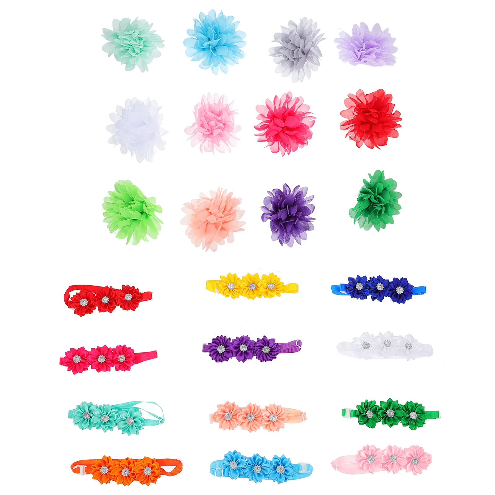 

1Set Flower Design Pet Collar Decors Adjustable Cat Dog Collars Lightweight Polyester Decorative Neckbands for Parties Weddings