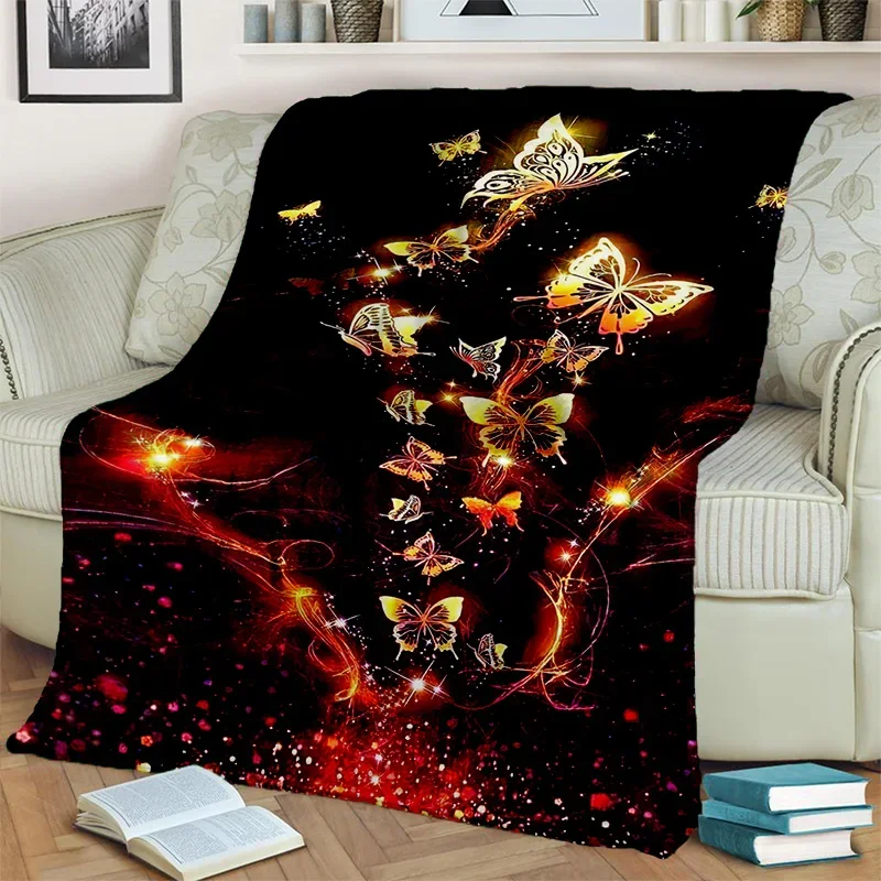 Cartoon Dream Butterfly Flower Blanket,Soft Throw Blanket for Home Bedroom Bed Sofa Picnic Travel Office Rest Nap Cover Blanket