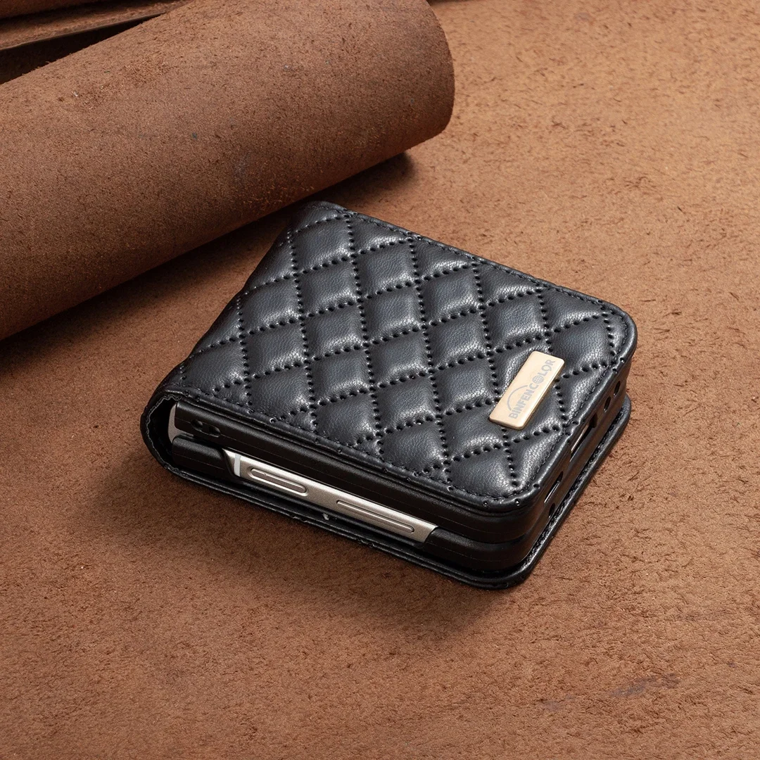 Luxury Leather Case for Samsung Galaxy Z Flip 7 FE 6 5 4 3 5G Flip4 Flip5 Anti-Knock Protective Cover Bag Skin Feeling Fundas