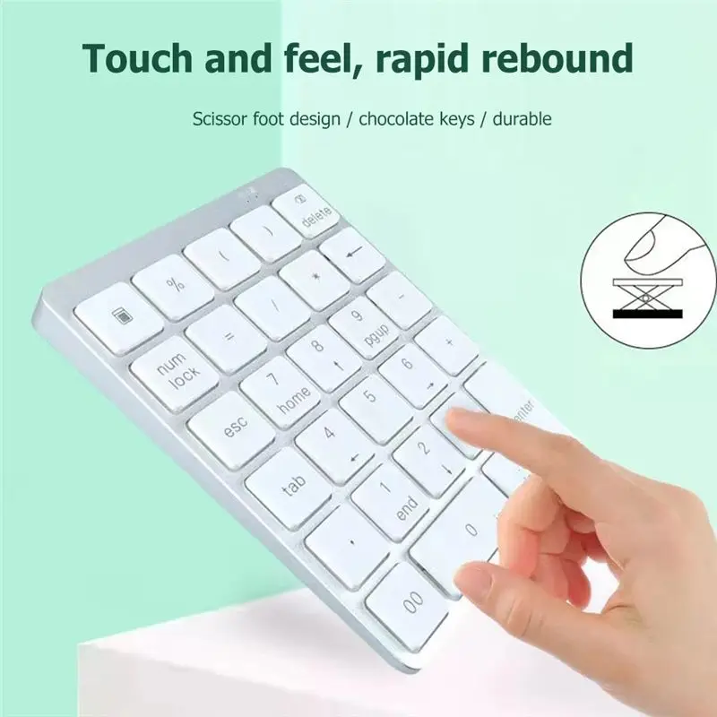 Exquisite-Bluetooth Numeric Keyboard 28 Keys Wireless For Laptop For Tablet PC Rechargeable Numpad Digital Portable Keyboard