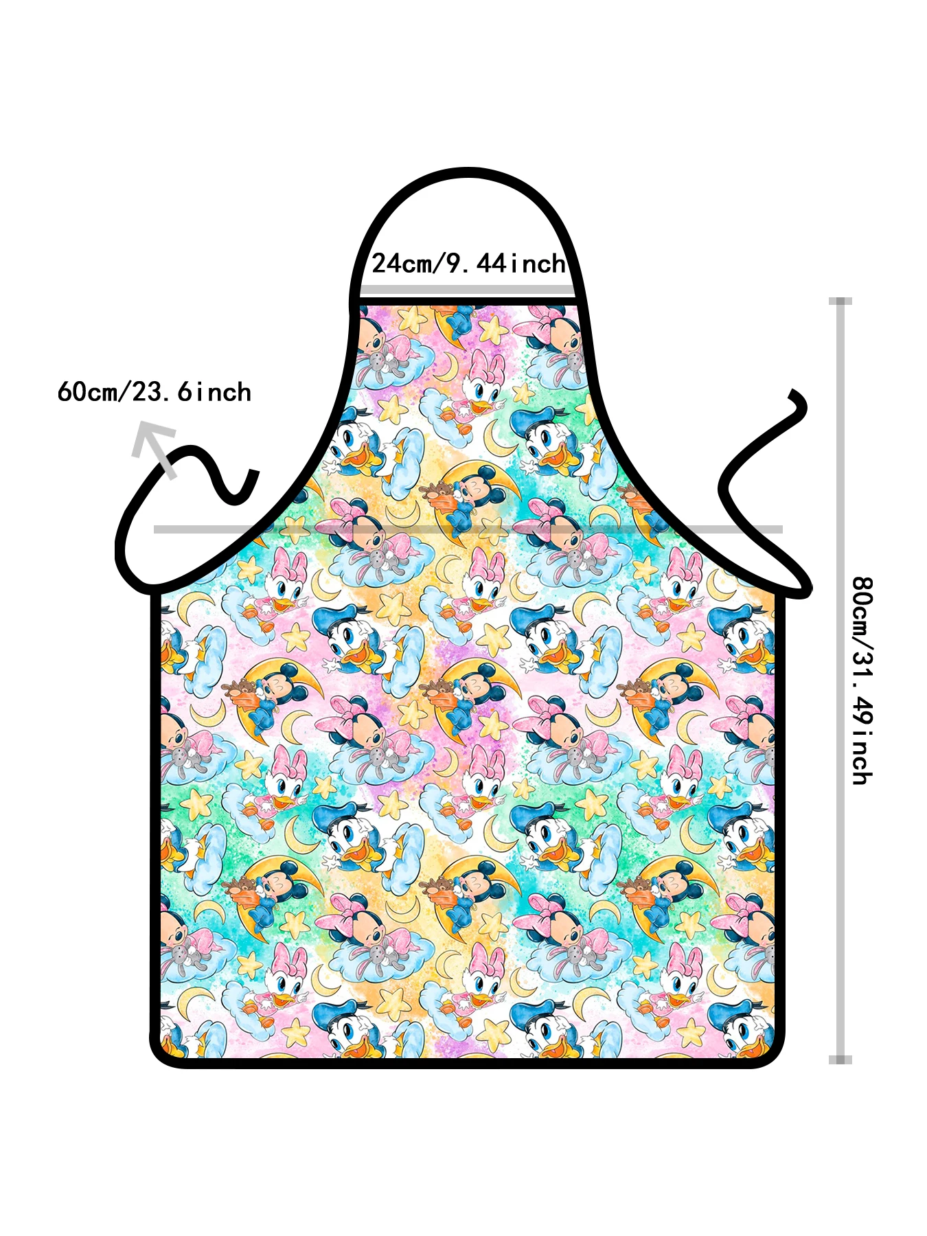 Disney Cartoon Dalmatian Print Bib Apron - Adjustable One Size Design, Durable Polyester Material, Non-Stretch Fabric, Great for