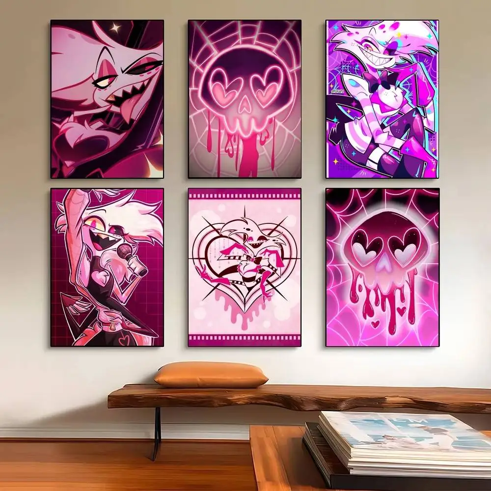 Angle Dust H-Hazbin Hotel Anime Poster Self-adhesive Art Waterproof Paper Sticker Coffee House Bar Room Wall Decor