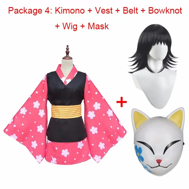 

Anime Kimetsu No Yaiba Makomo Cosplay Costume Women Kimono Uniform PVC Mask Wig Halloween Party Costumes