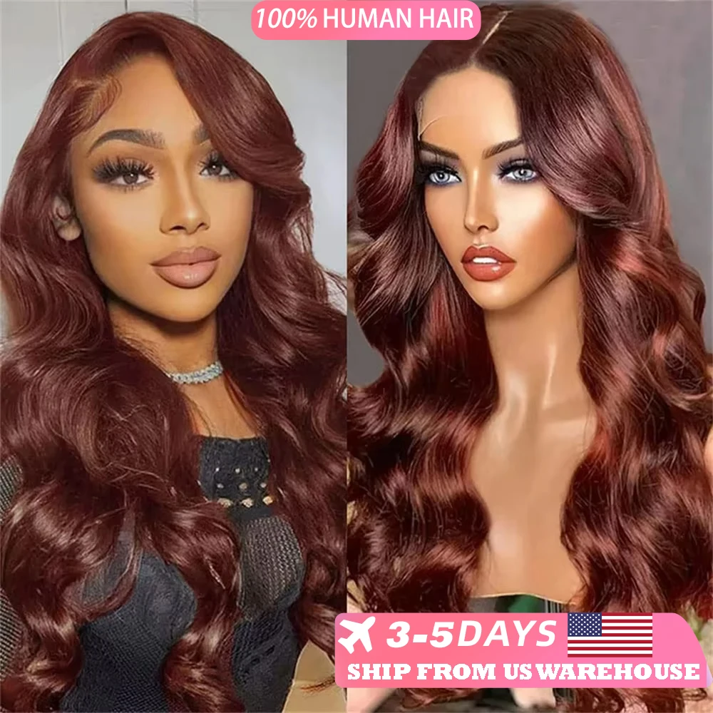 30 32 Inch Brazilian Reddish Brown 13x4 HD Lace Front Wigs Human Hair Body Wave 200% Colored Lace Frontal Wig For Black Women