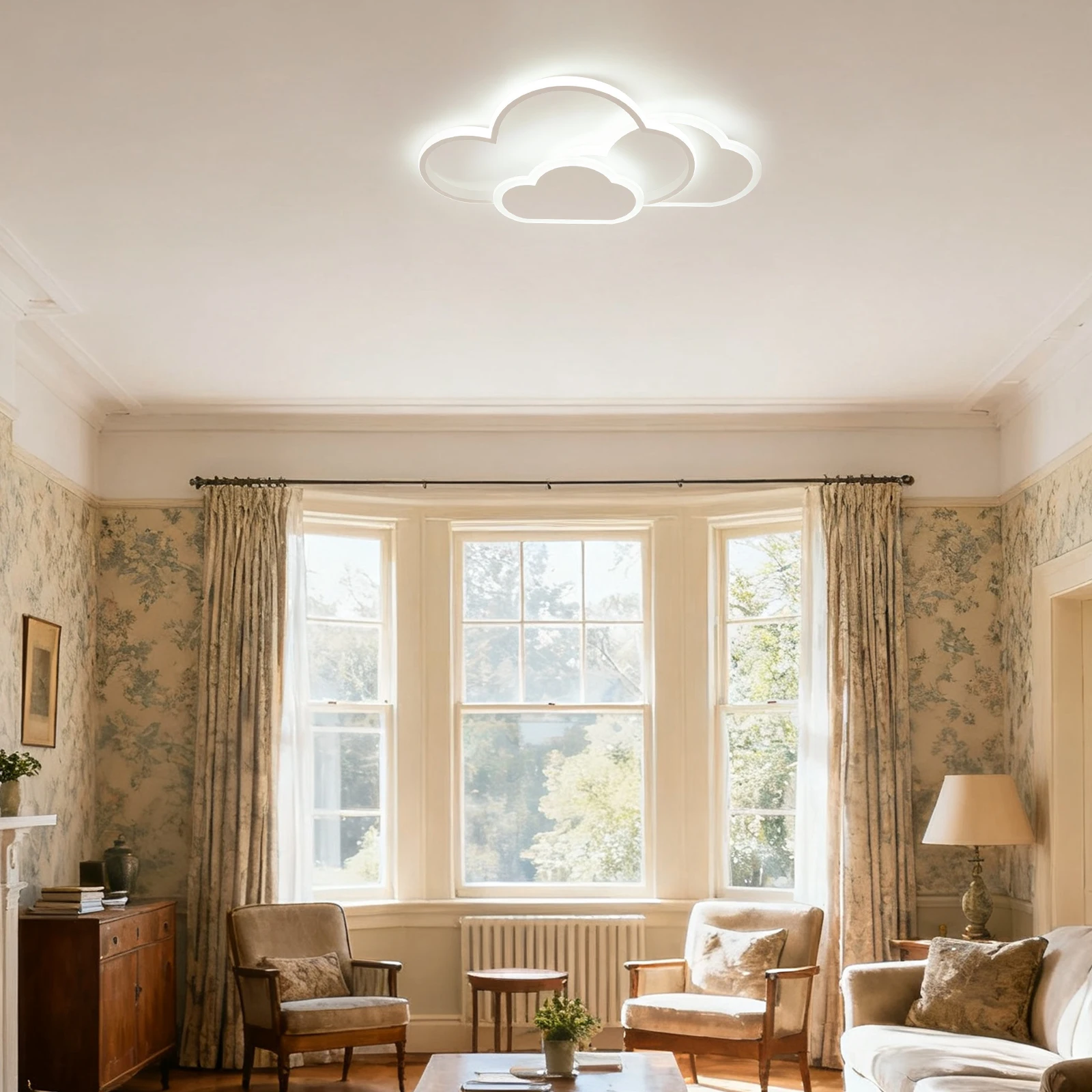 

Светодиодный потолочный светильник White Cloud, 20,47x12,2x2,36 дюйма, 42 Вт, 3-цветная лампа с регулируемой яркостью для детской спальни, гостиной, декора детского сада