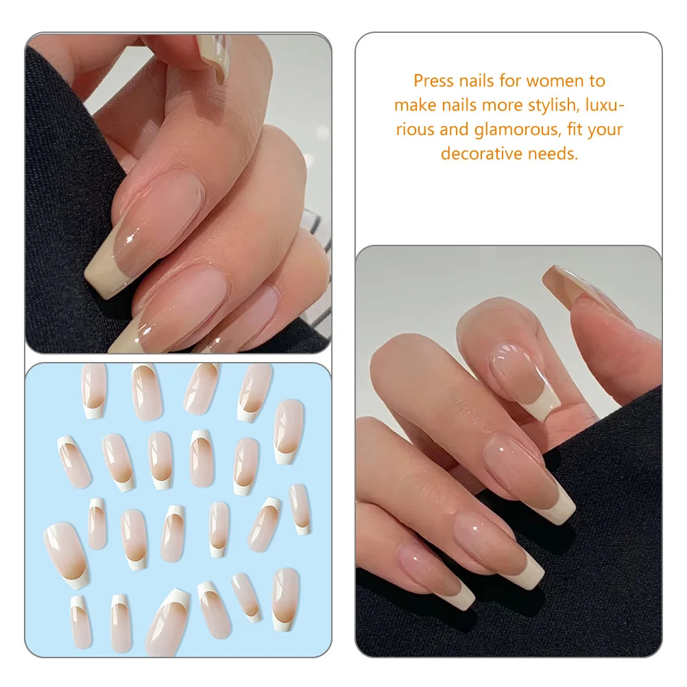 

72Pcs French Style Press on Nails Long-Lasting Fake Nail Tips for Women DIY Nail Art Salon Use False Nails Fake Fingernails