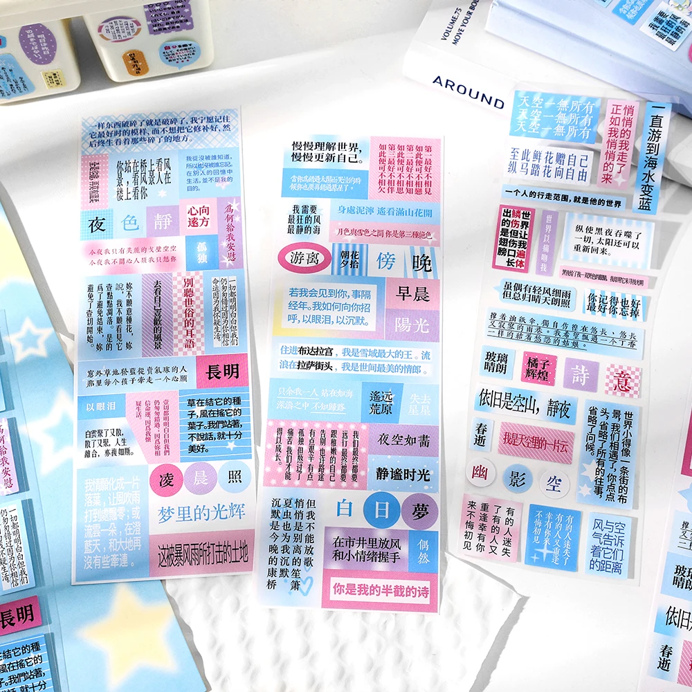 8Packs/Lot Neon Element Serie Retro Bericht Label Sticker