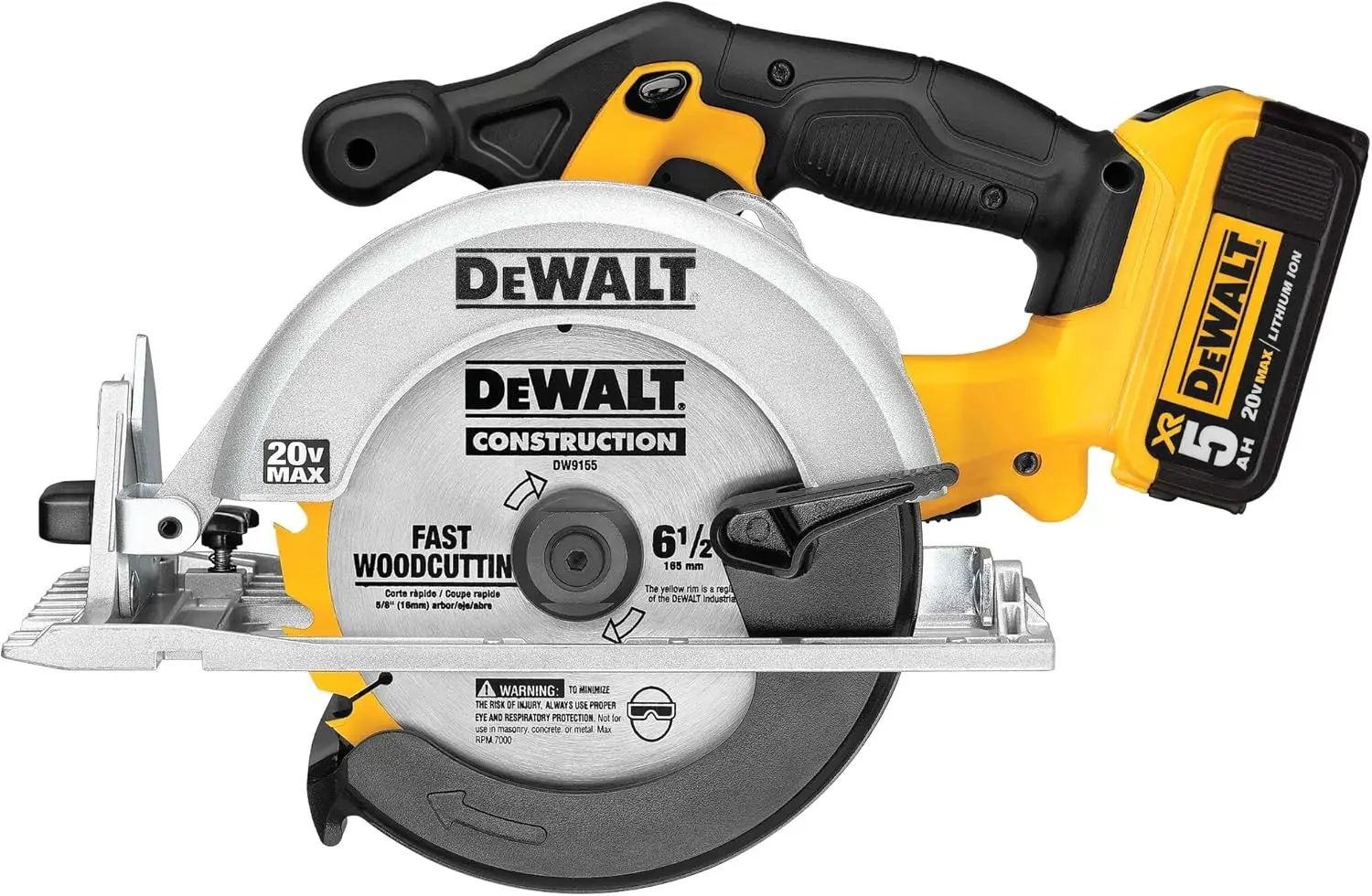 DEWALT 20V MAX 6-1/2-Inch Circular Saw Kit, with 5.0-Ah Battery and Charger (DCS391P1)