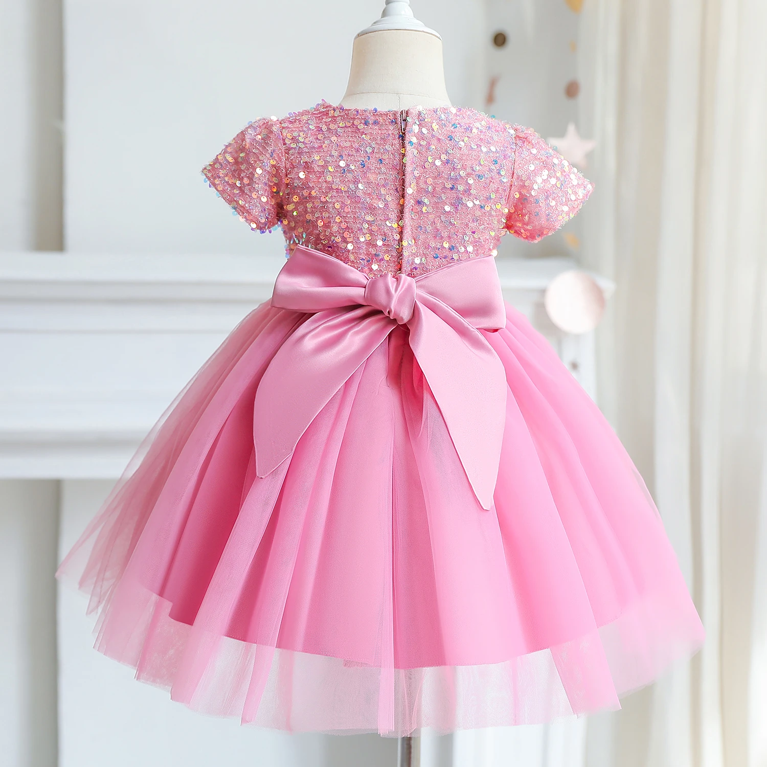 2024 Kids Party Dresses for Girls Sequin Fluffy Prom Gown for Wedding Evening Elegant Children Birthday Princess Dress 4-10 Year