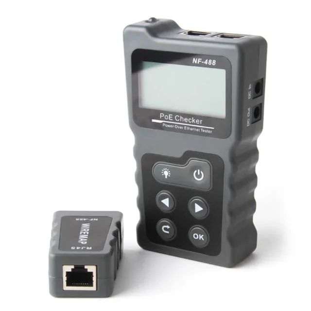 Power Over Ethernet Network Tester Cat5 Cat6 LAN Tester Detection Tool with LCD Display for Equipment Machine Work Testing