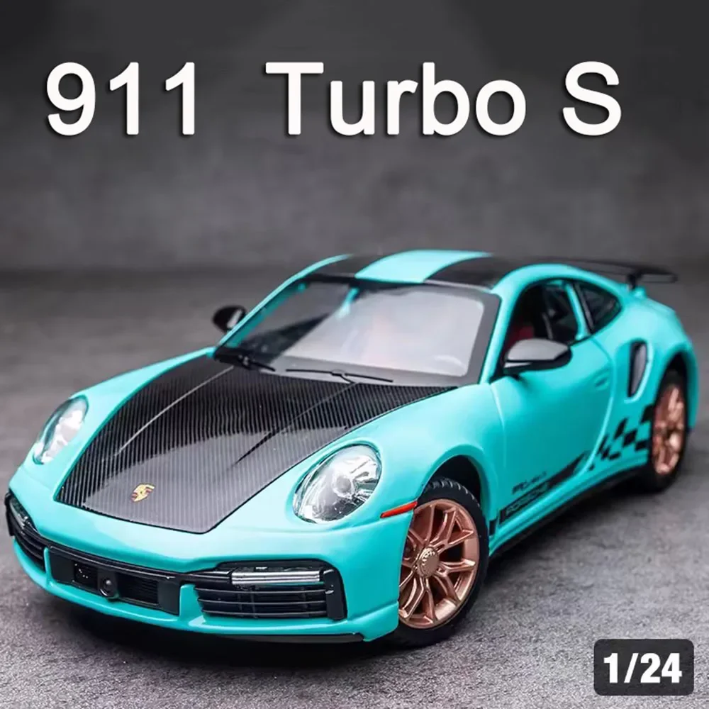 1:24 Porsche 911 Turbo S Models Toys Cars Wheel Steering 4 Doors Opened Sports Car with Light Music Vehicles Boys Festival Gifts