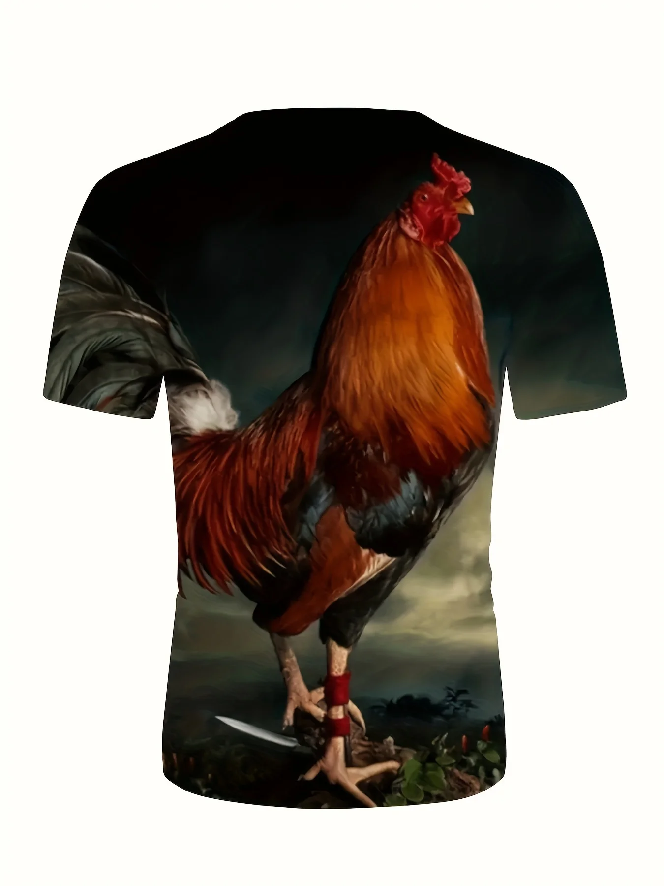 MEN'S ROOSTER DIGITAL PRINTED T-SHIRT - SHORT SLEEVES, CREW NECK, LIGHTWEIGHT AND DURABLE - NOVELTY DESIGN FOR SUMMER OUTDOORS