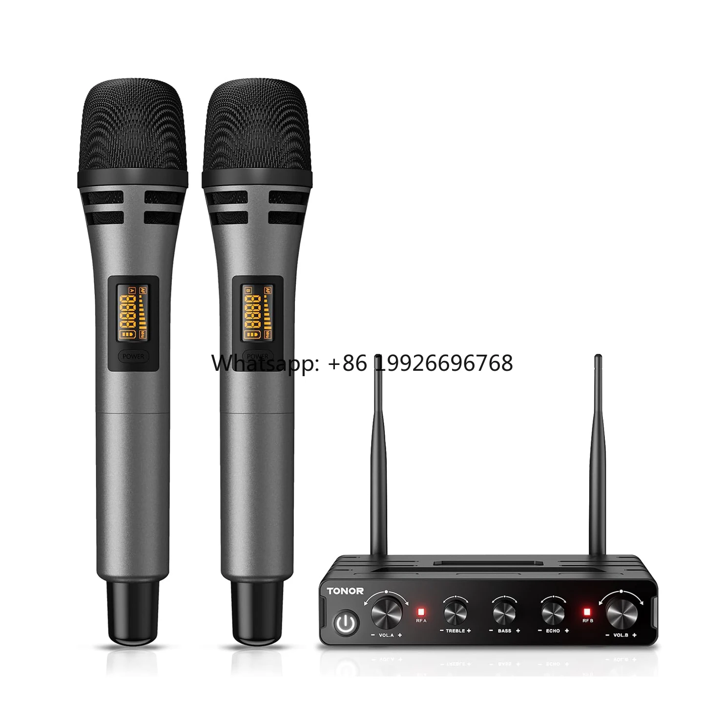

Professional Dual UHF Cordless Karaoke Microphone Set Handheld Dynamic Wireless Microfono for Singing Home Karaoke Party Church