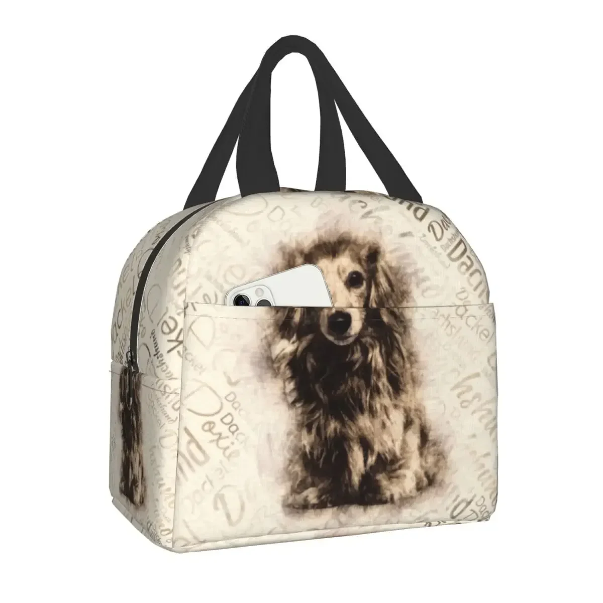 Border Collie Insulated Lunch Bag for Camping Travel Friendly Dog Portable Thermal Cooler Bento Box Women Kids