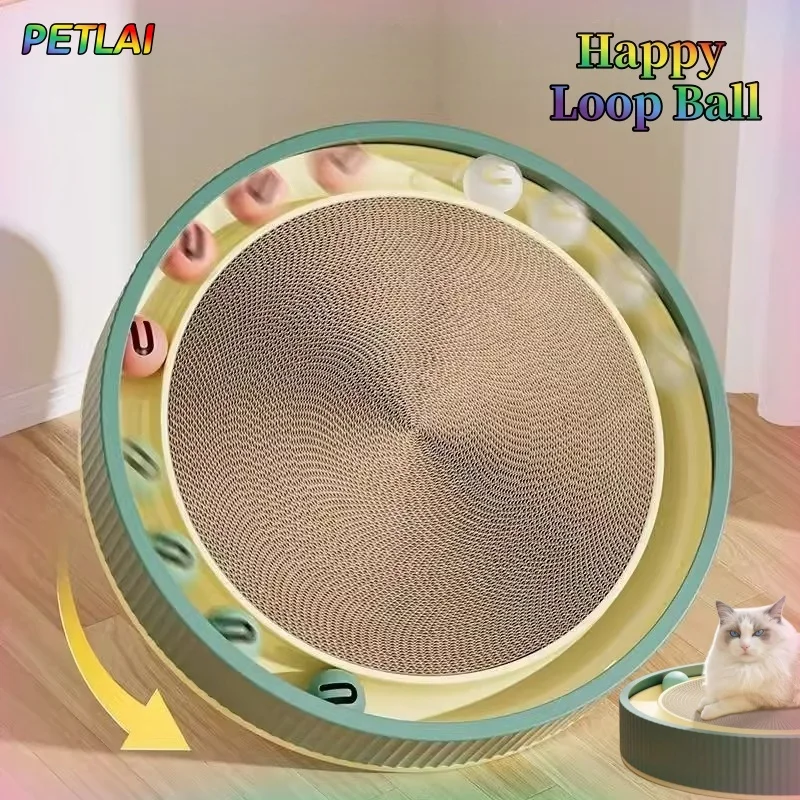 

Cat bed toy scratching board multifunction scratcher for interactive cat game Kitten bell ball self-sustaining scratching pad