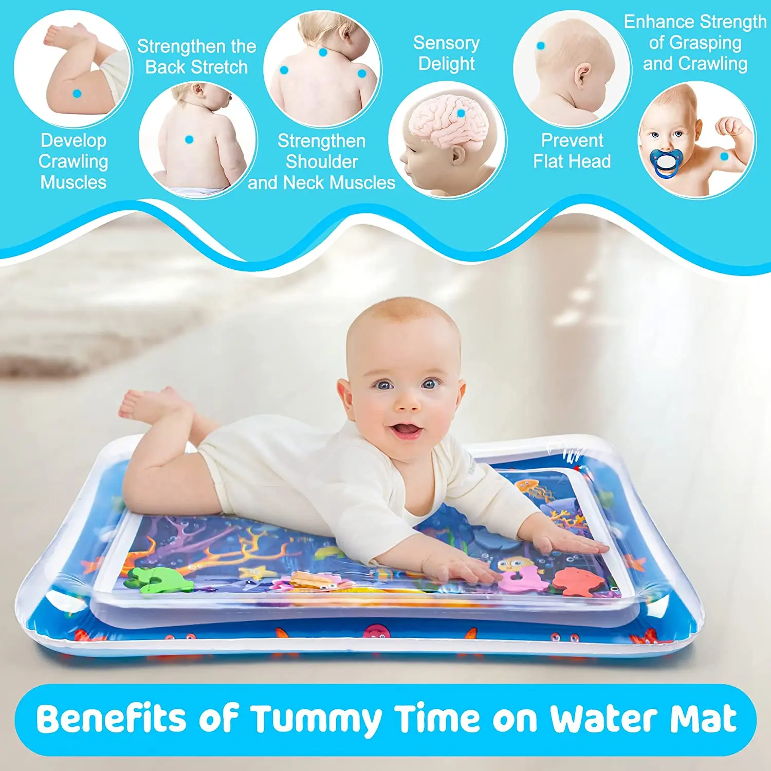 Creative Baby Water Play Mat,Montessori Early educational toys Inflatable kids for Infants Toddlers Baby Toys for 3~24 Months